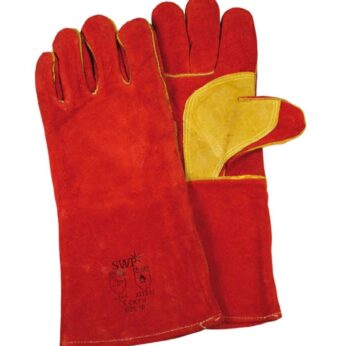 SWP Size 10 Red Split Leather Kevlar Stitched MIG Gauntlet